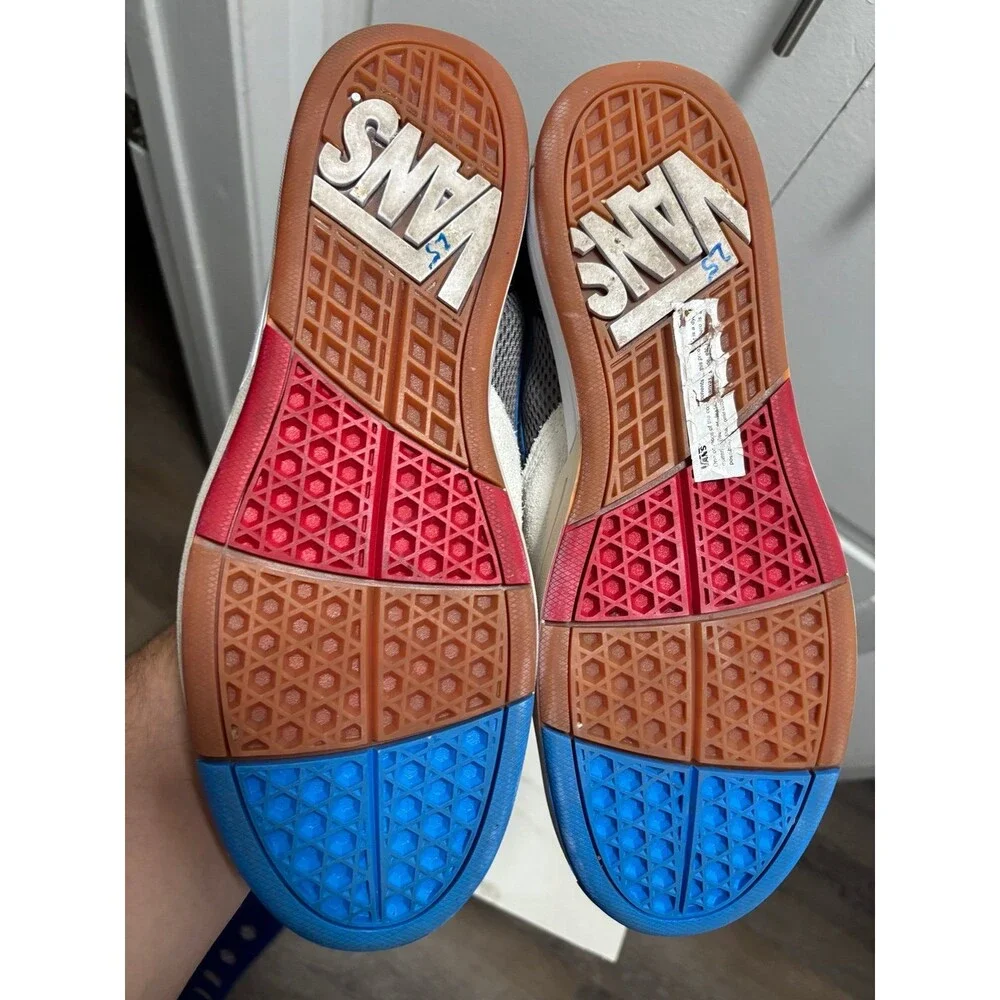 Vans Skate Mixxa Suede White Blue Skateboarding Shoes Men's Size 12 VN000CUYWTN